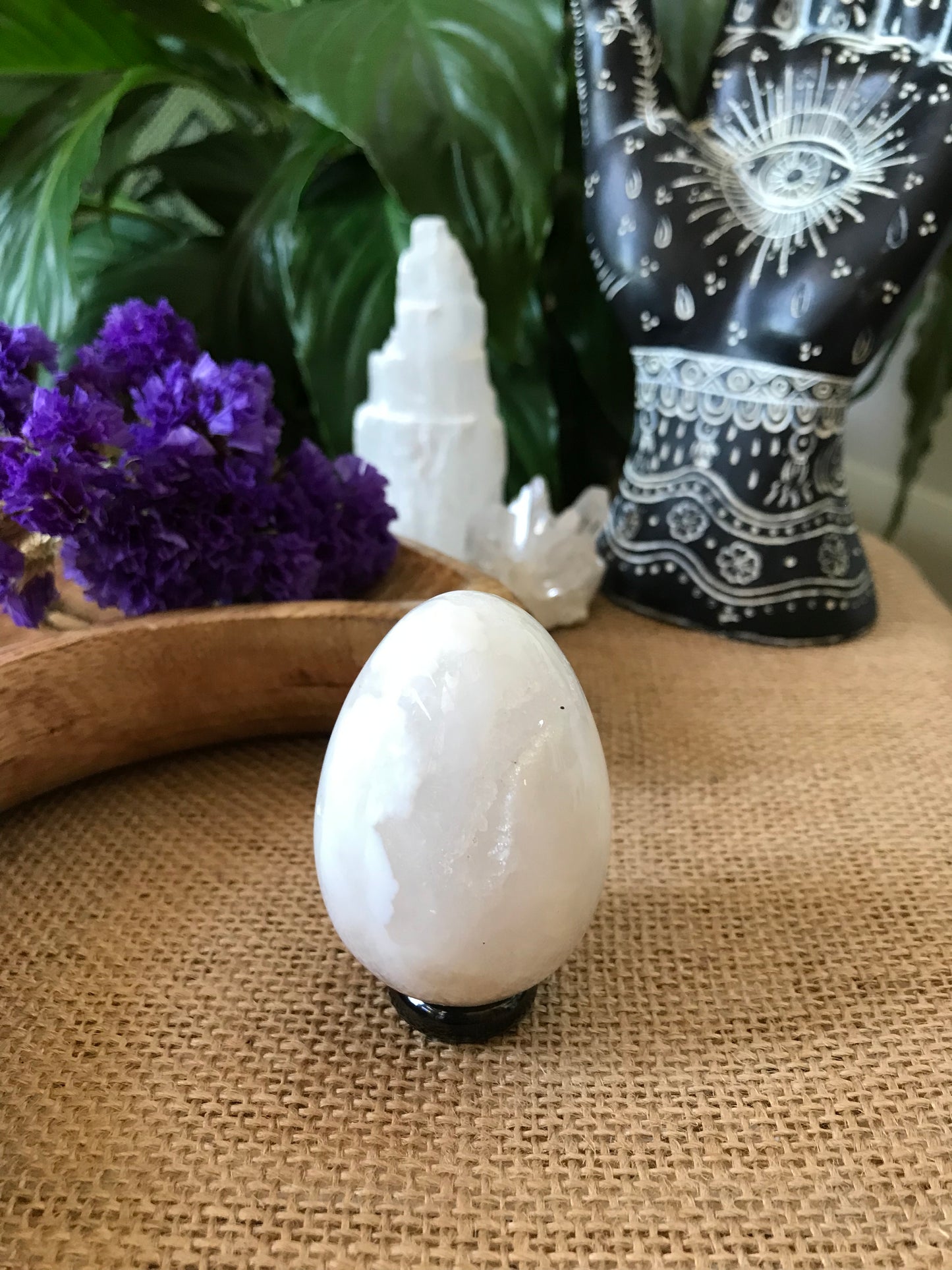 Snow Agate Egg Includes Hematite Ring