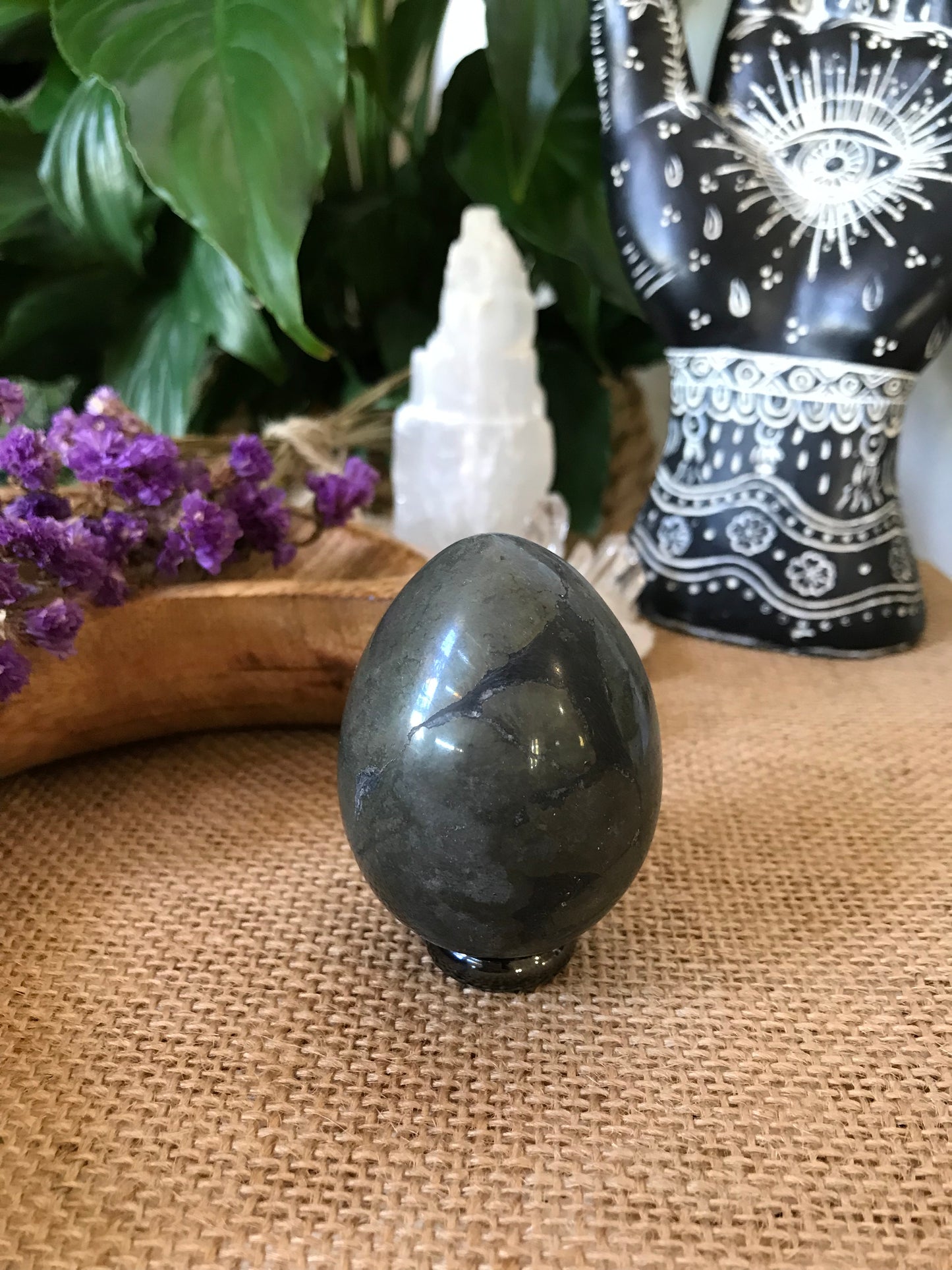 Pyrite Egg Includes Hematite Ring