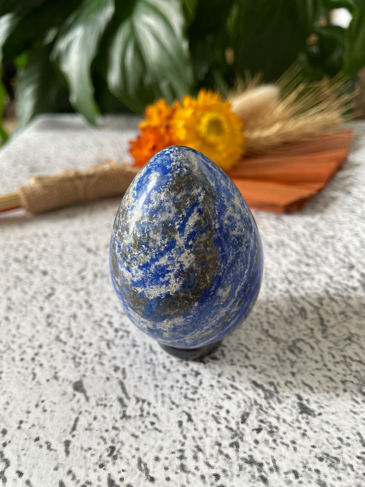 Lapis Lazuli Egg Includes Hematite Ring