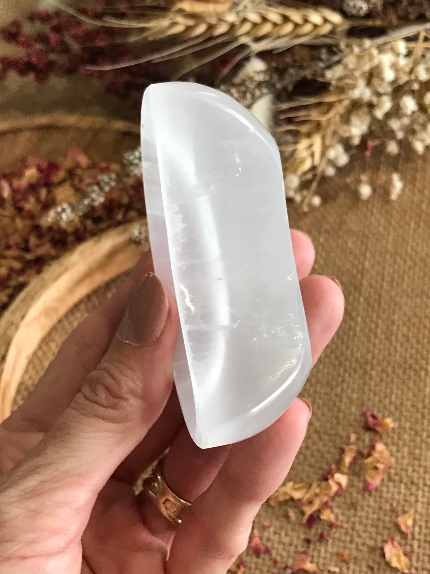 Selenite Crescent Moon Bowl Small