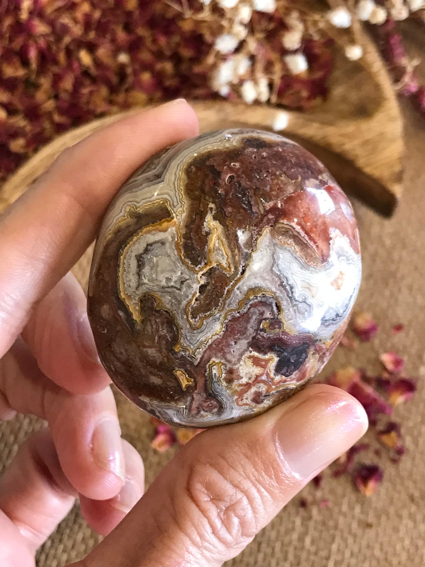 Mexican Sardonyx Pillow Palm Stone