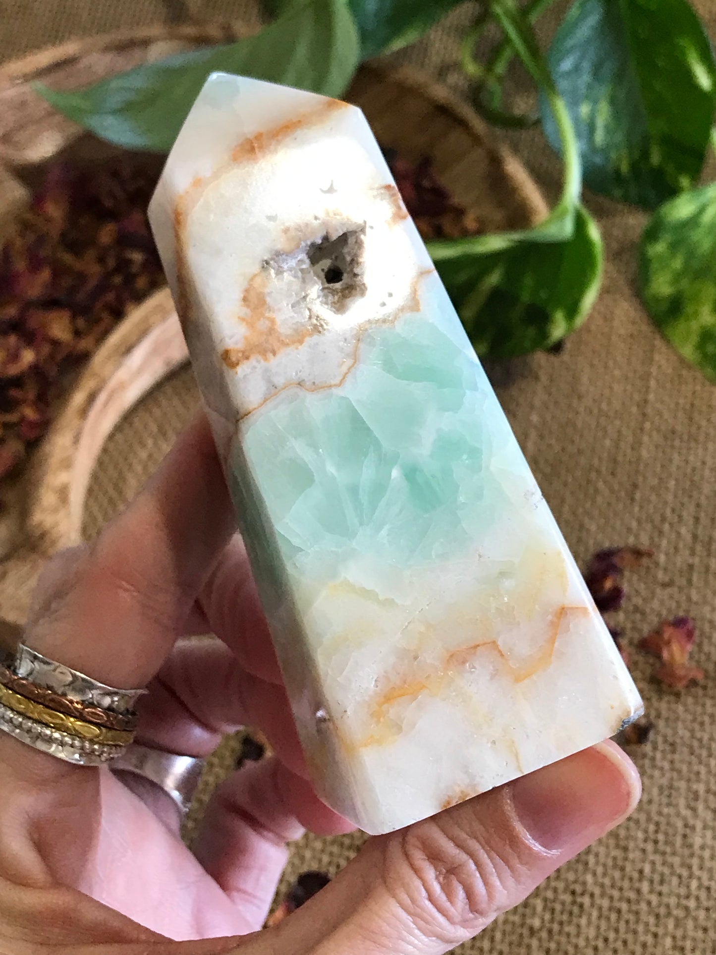 Pistachio Calcite Obelisk