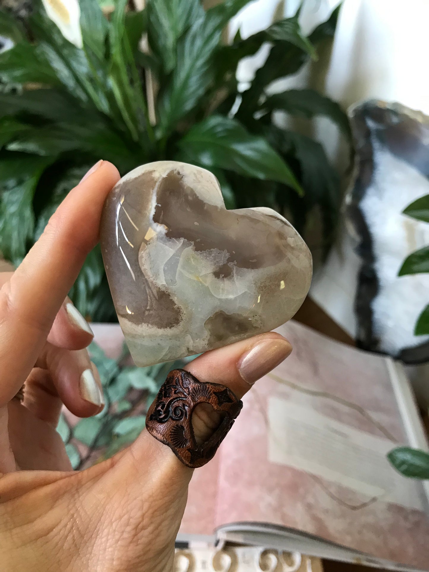 Flower Agate Heart