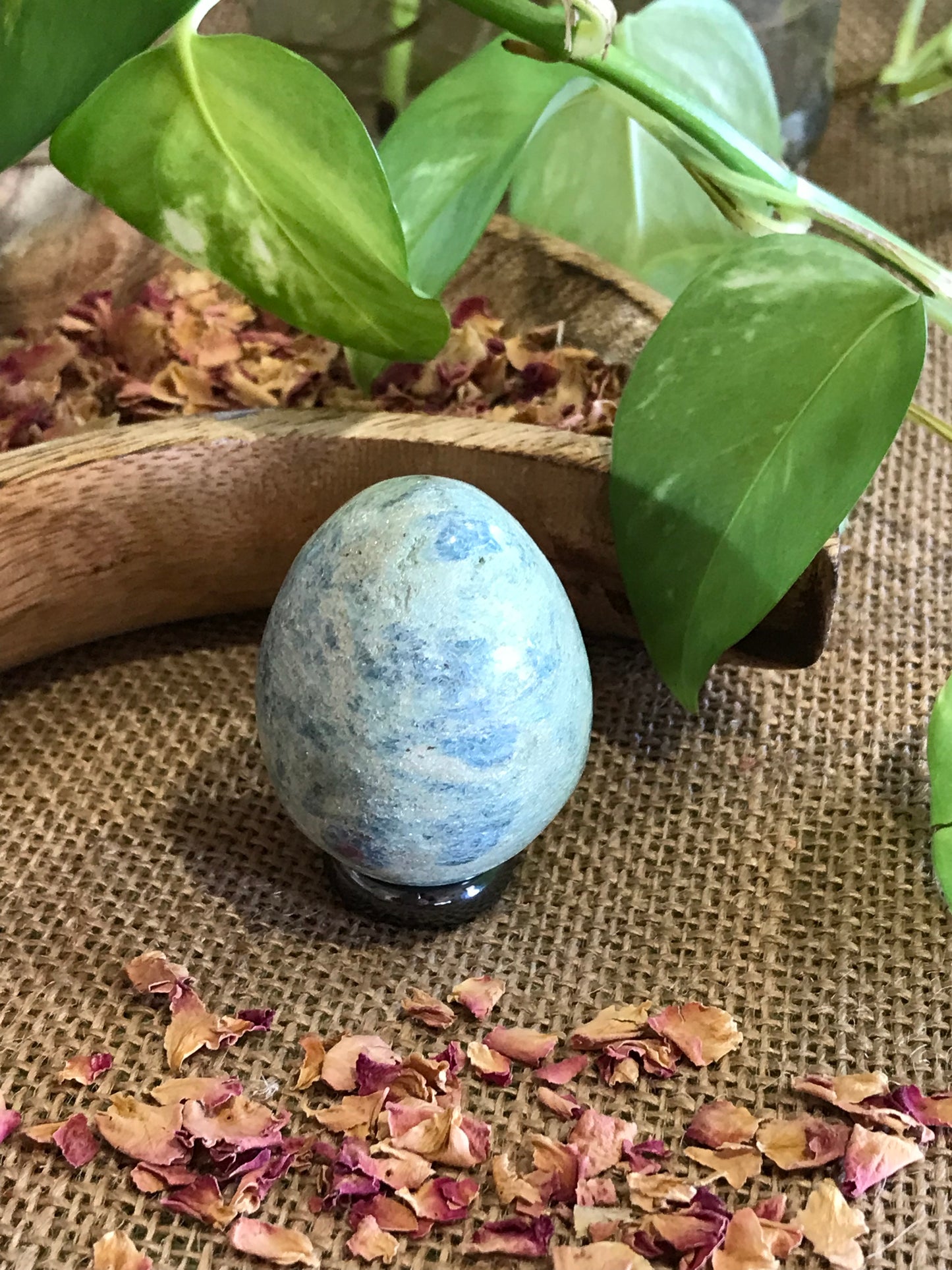 Ruby Fuchsite Egg Includes Hematite Ring