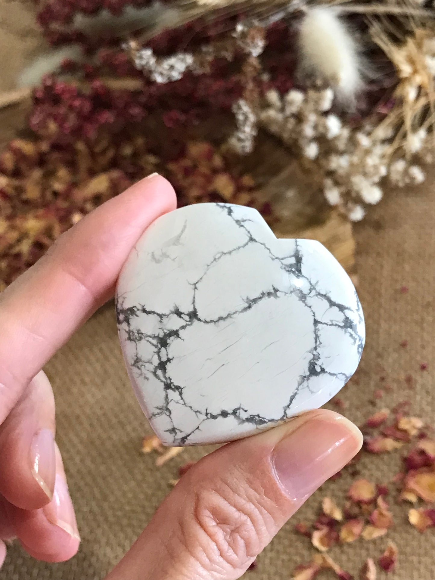 White Howlite Heart