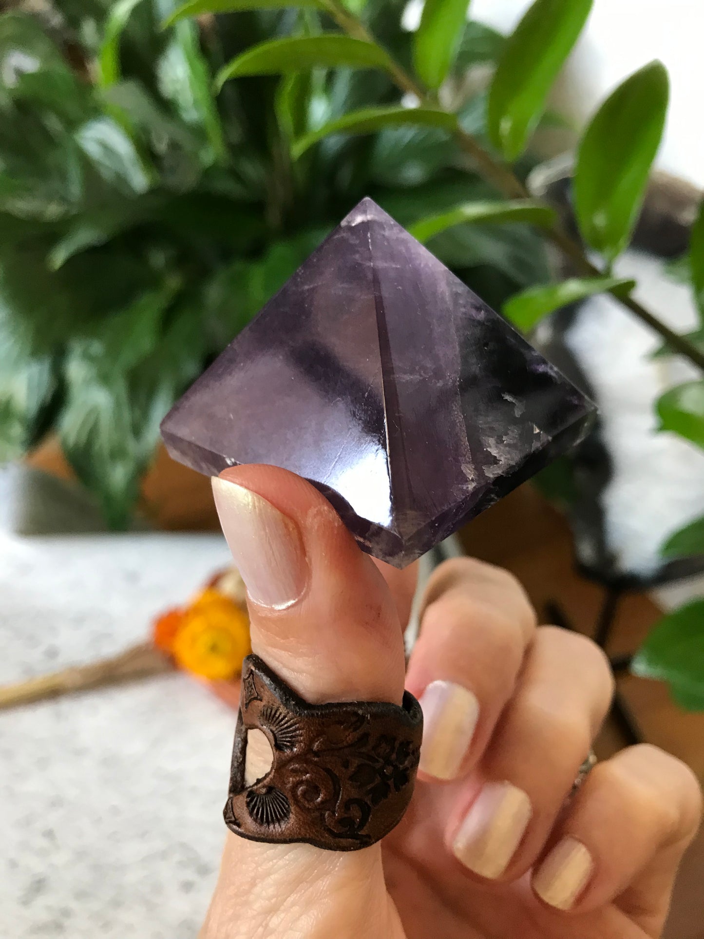 Rainbow Fluorite Pyramid