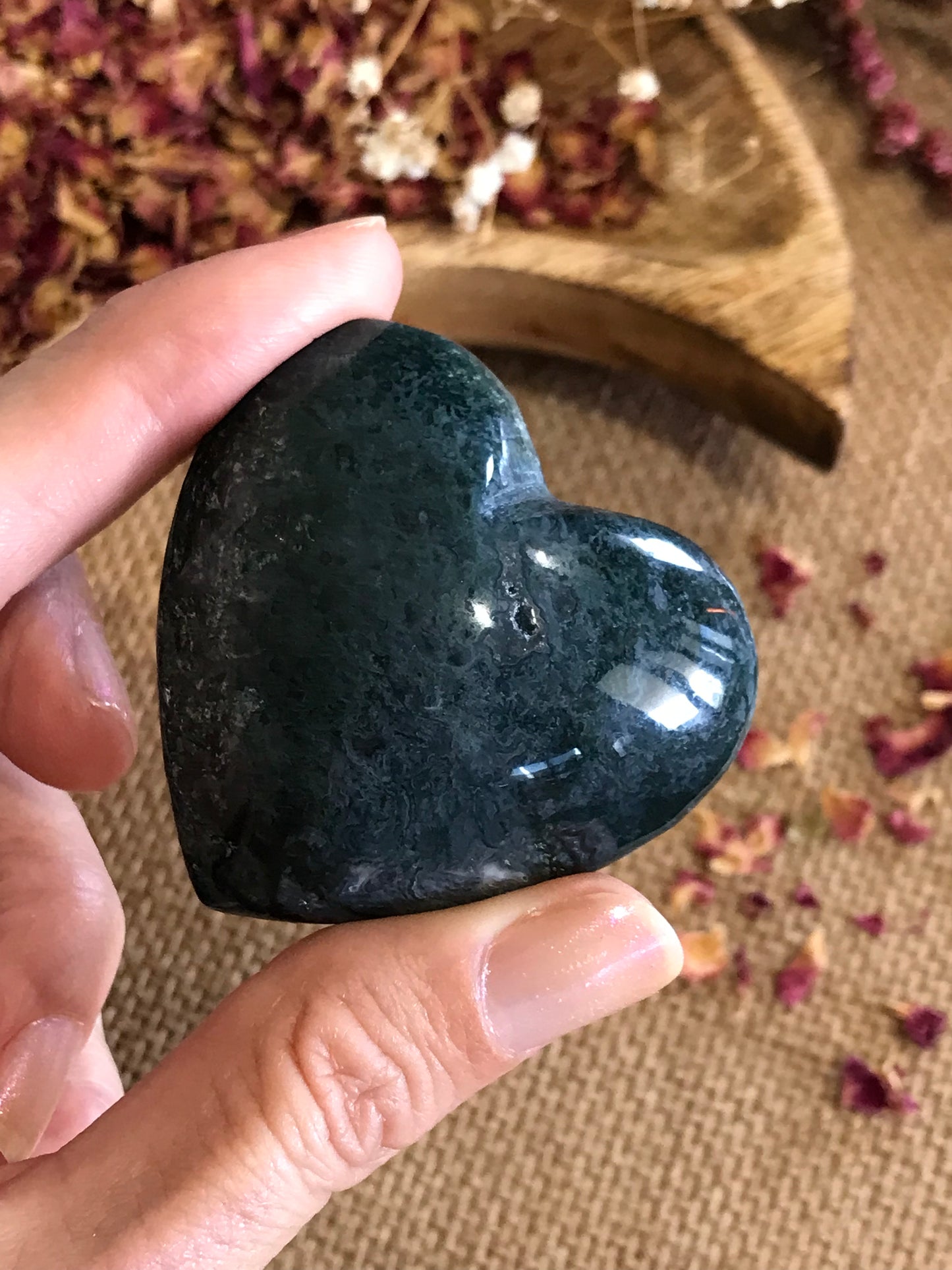 Moss Agate Heart