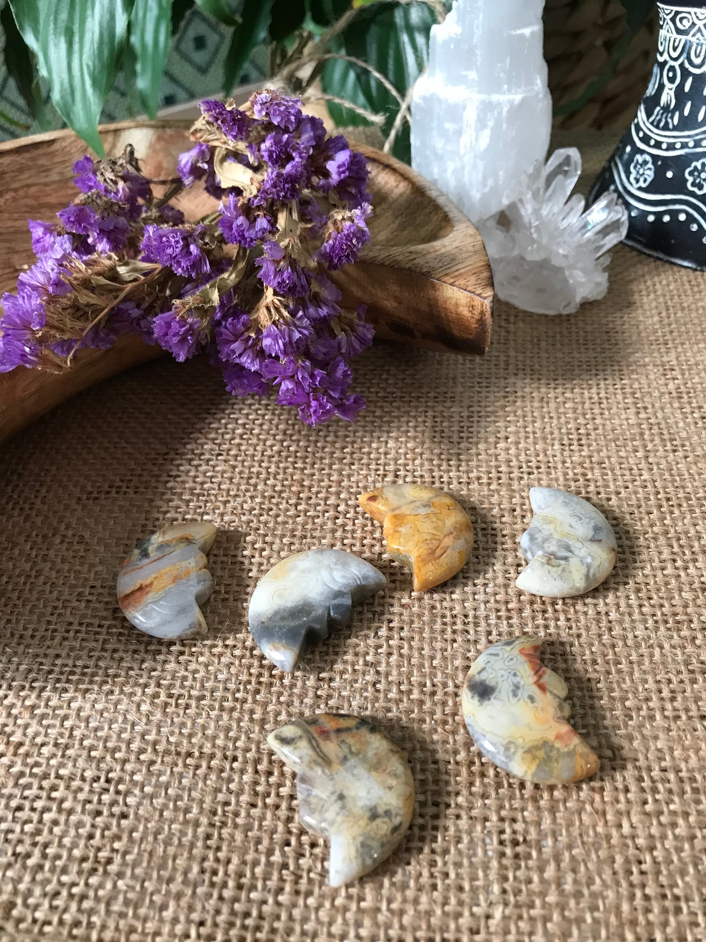 INTUITIVELY CHOSEN ~ Crazy Lace Agate Crescent Moon