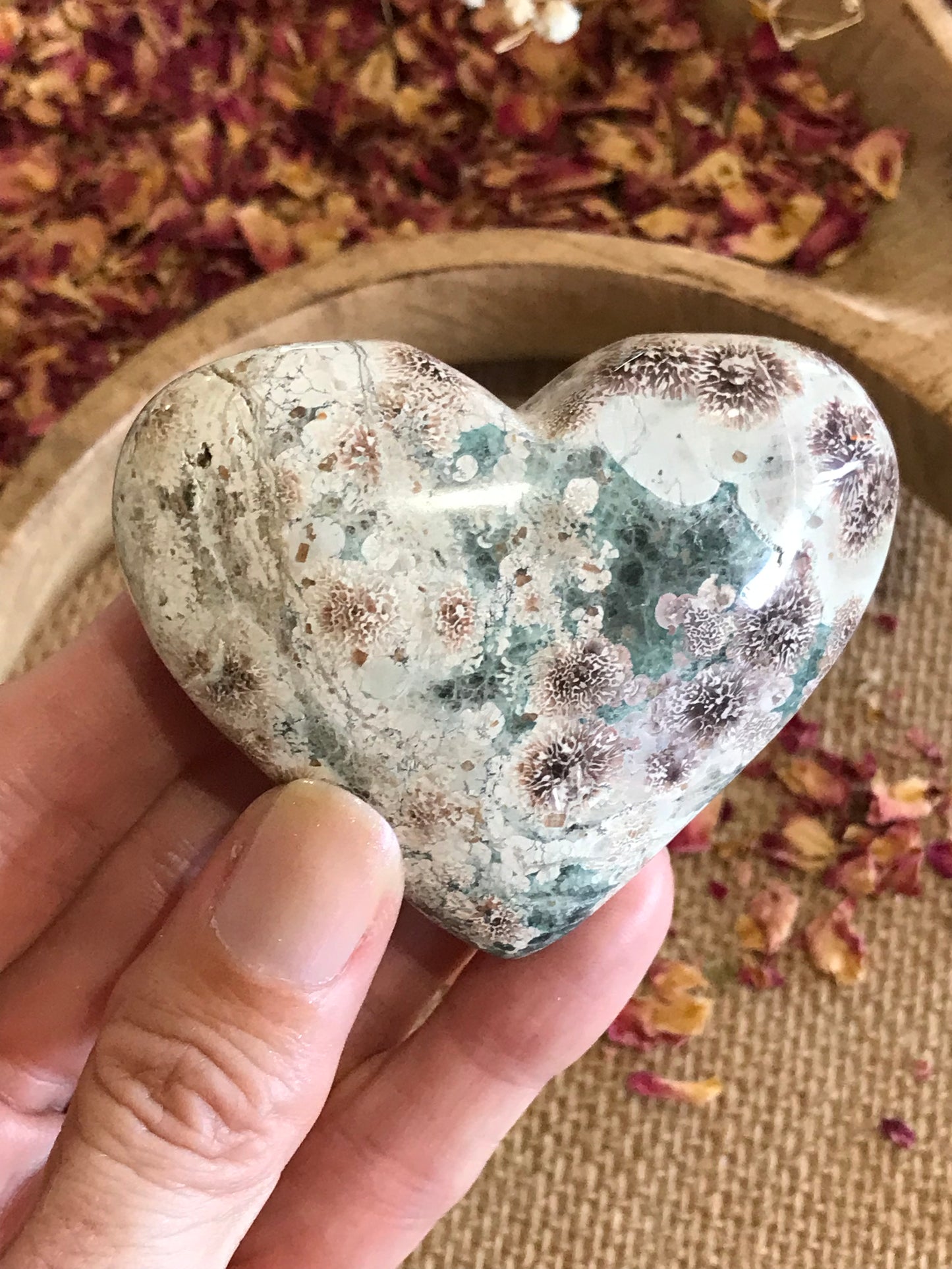 Green Flower Jasper/Rhyolite Heart