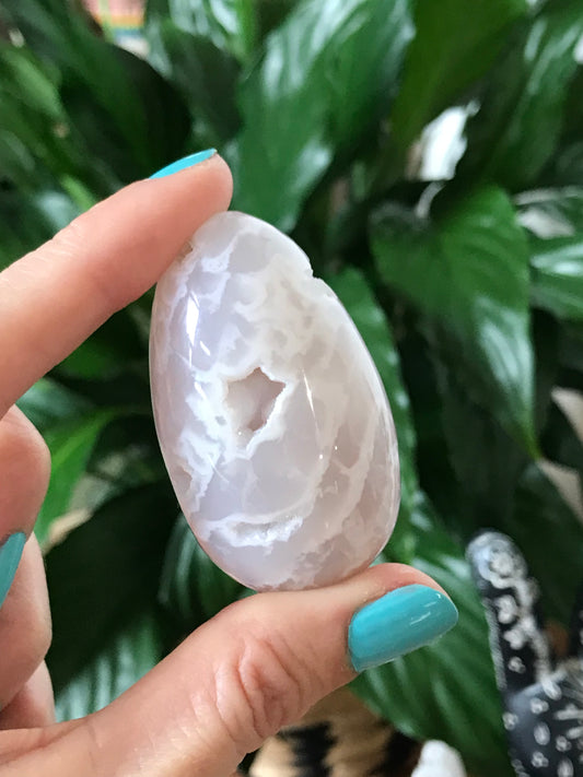 Snow Agate Egg Includes Hematite Ring