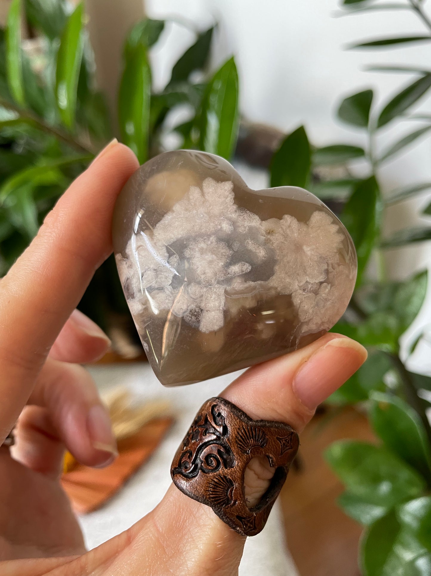 Flower Agate Heart