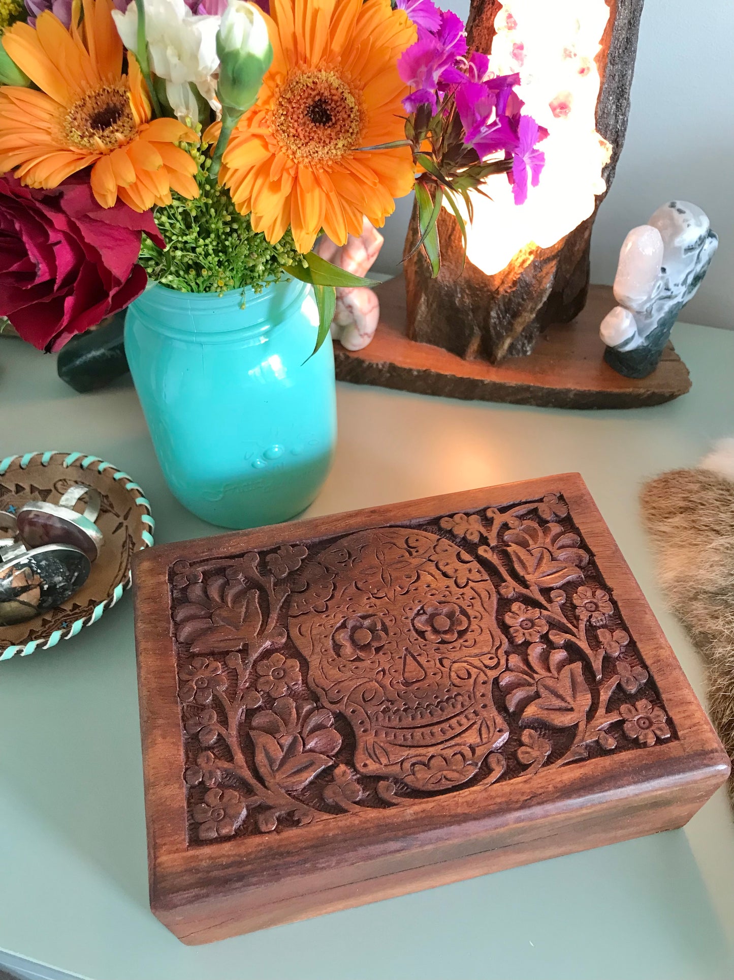 Wooden Trinket Box ~ Mexican Sugar Skull