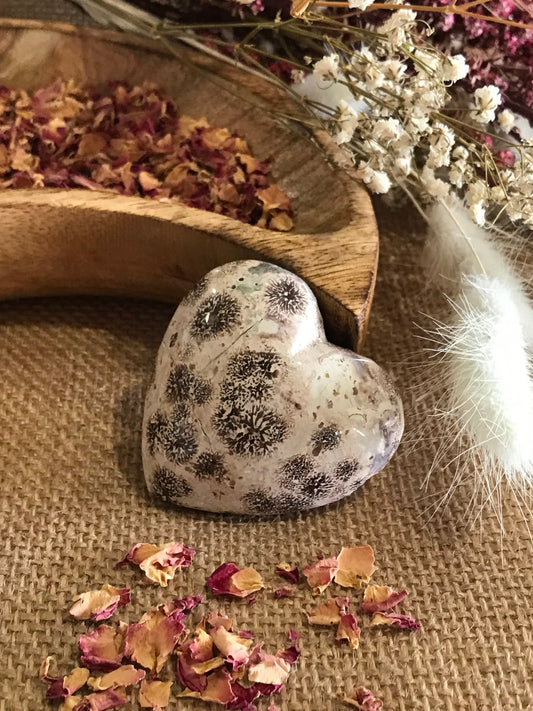 Green Flower Jasper/Rhyolite Heart