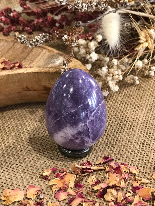 Lepidolite Egg Includes Hematite Ring