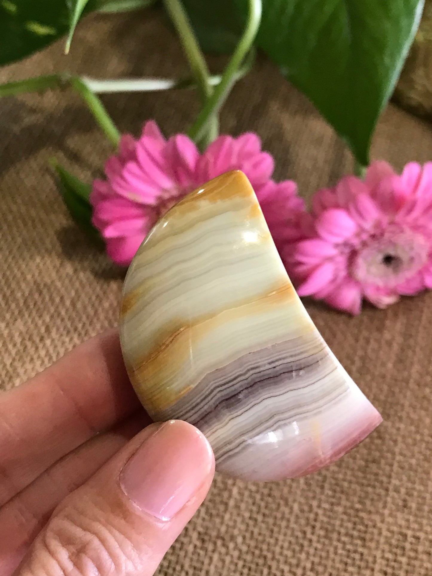 Pink Banded Onyx Moon