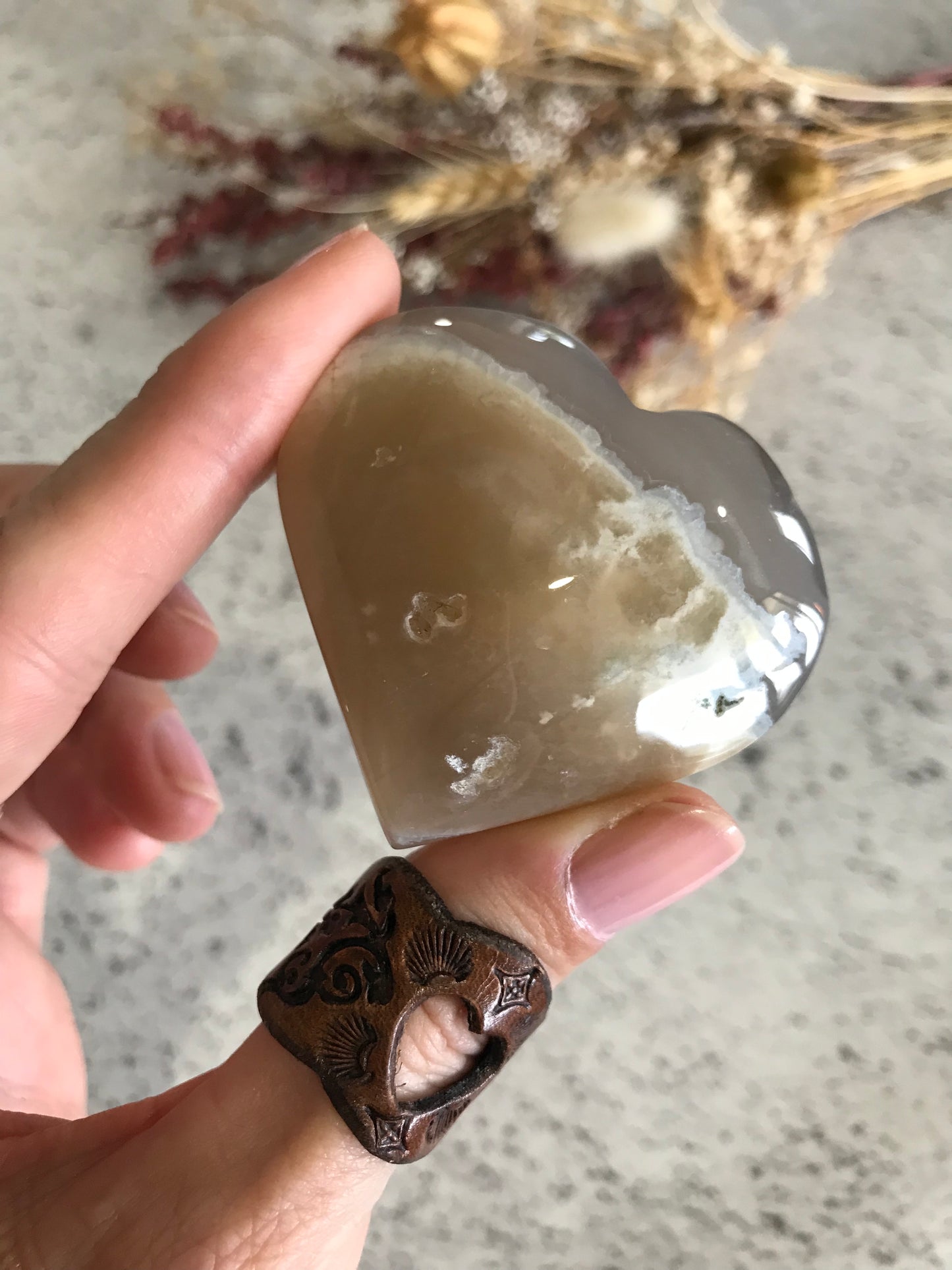 Flower Agate Heart