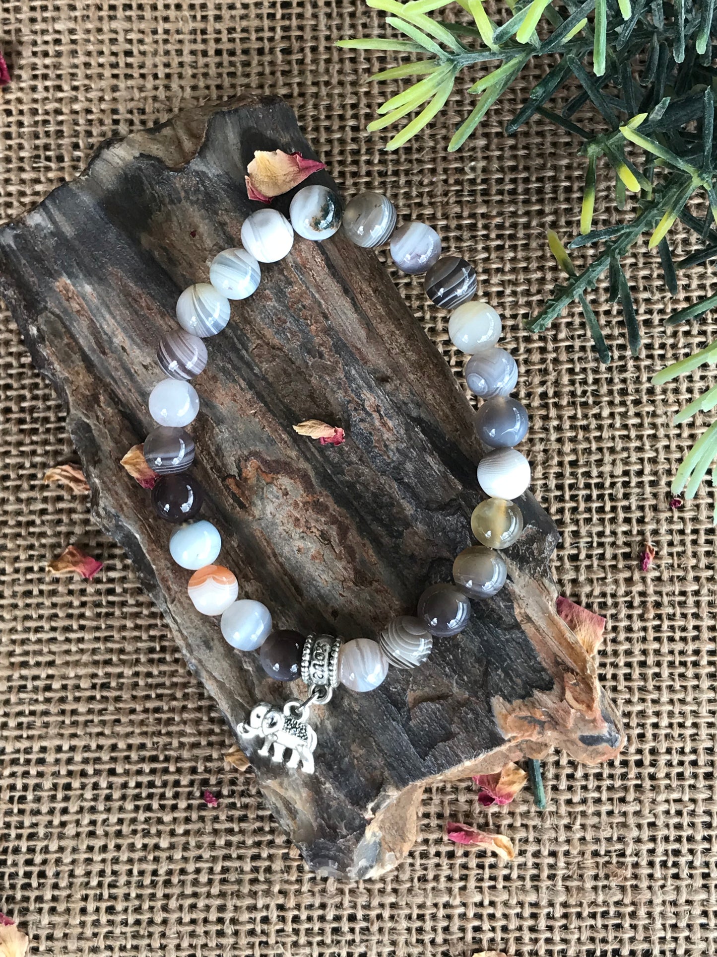 Botswana Agate YING YANG Healing Bracelet©️