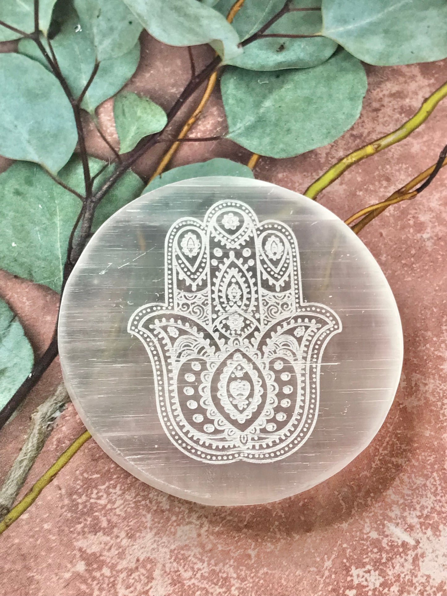 Selenite Charging Plate ~ Hamsa Hand