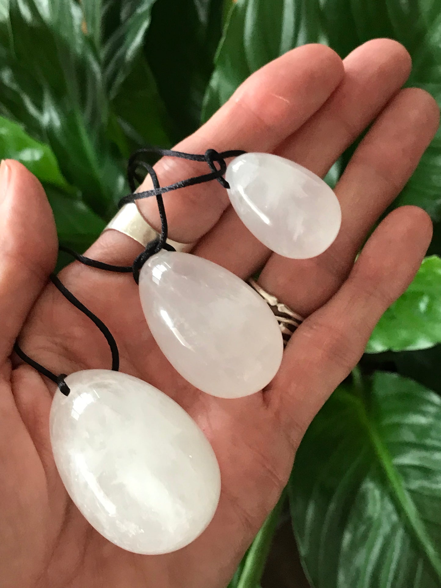 Yoni Eggs ~ Clear Quartz Set of 3 with Sari Pouch