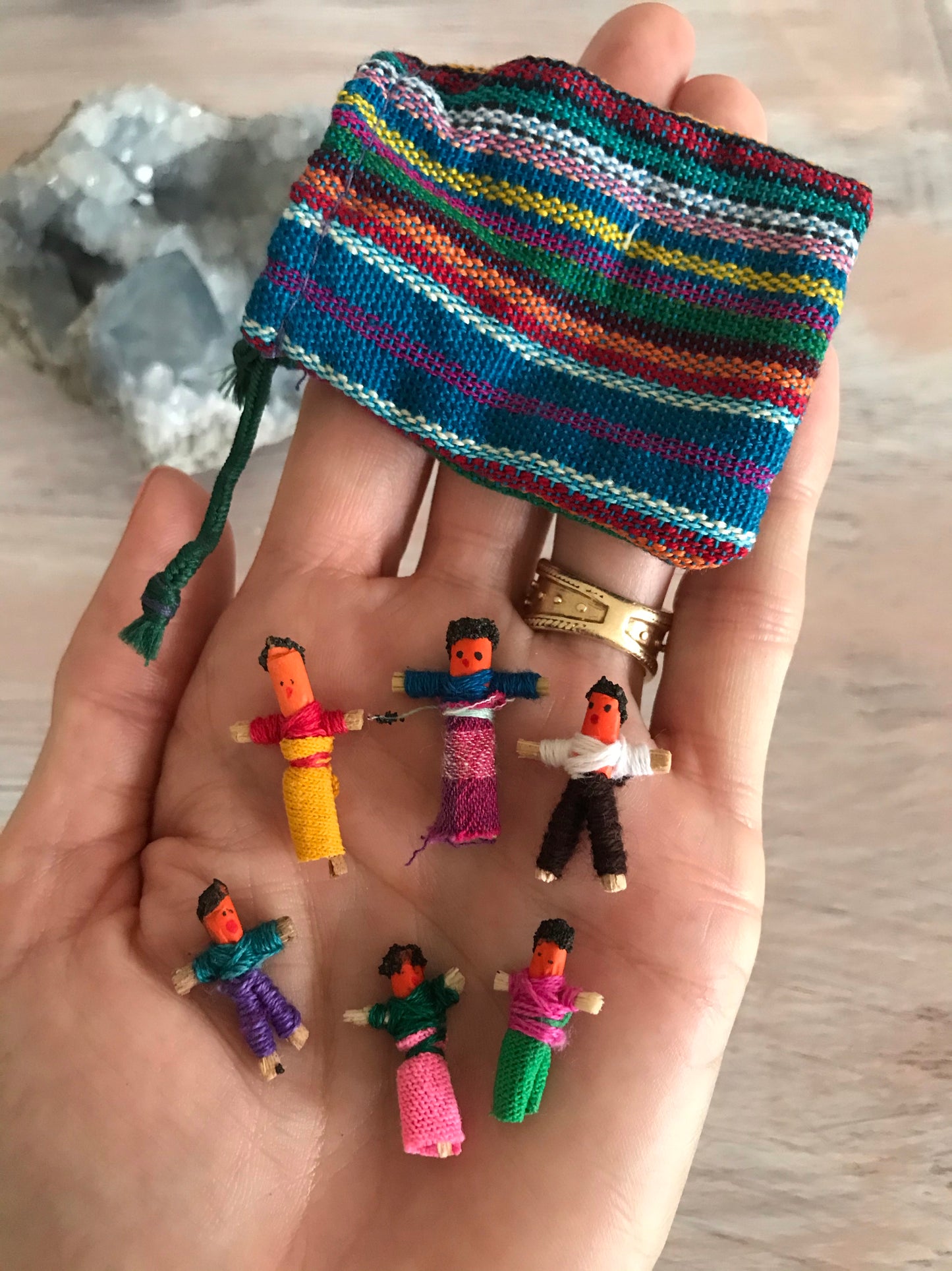 Guatemalan Worry Doll Pouch ~ CITRINE