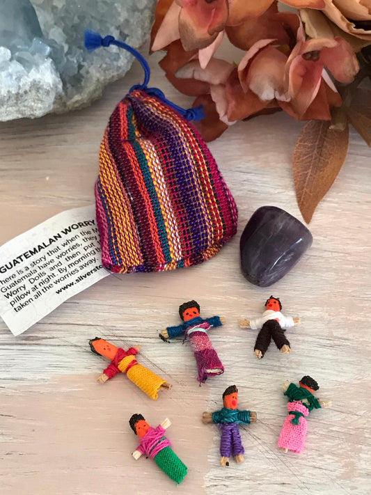 Guatemalan Worry Doll Pouch ~ AMETHYST