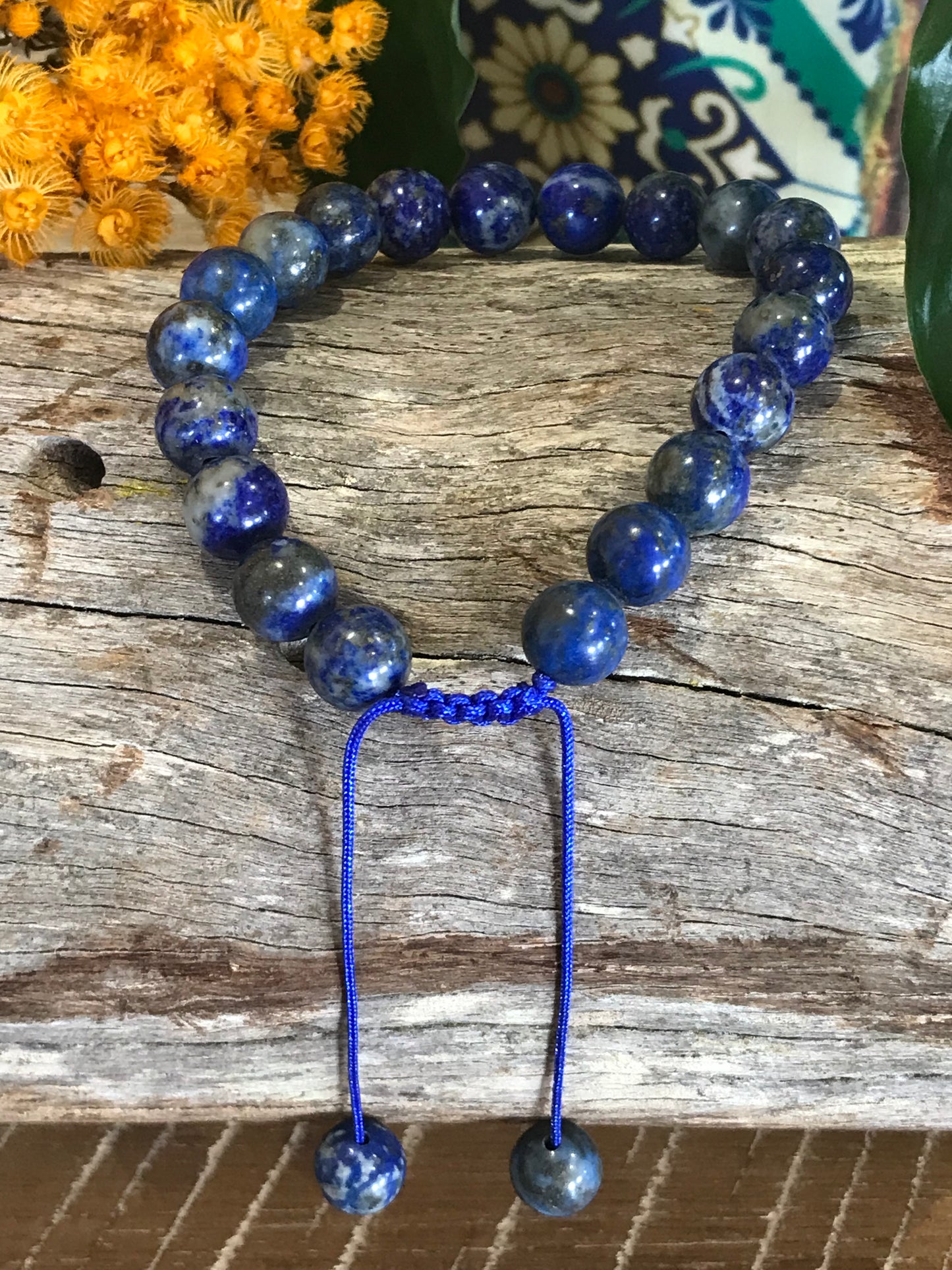 Adjustable Macrame Bracelet ~ Lapis Lazuli